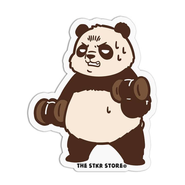Autocollants Texturés Panda Gym Haltère pour la vente par the stkr store