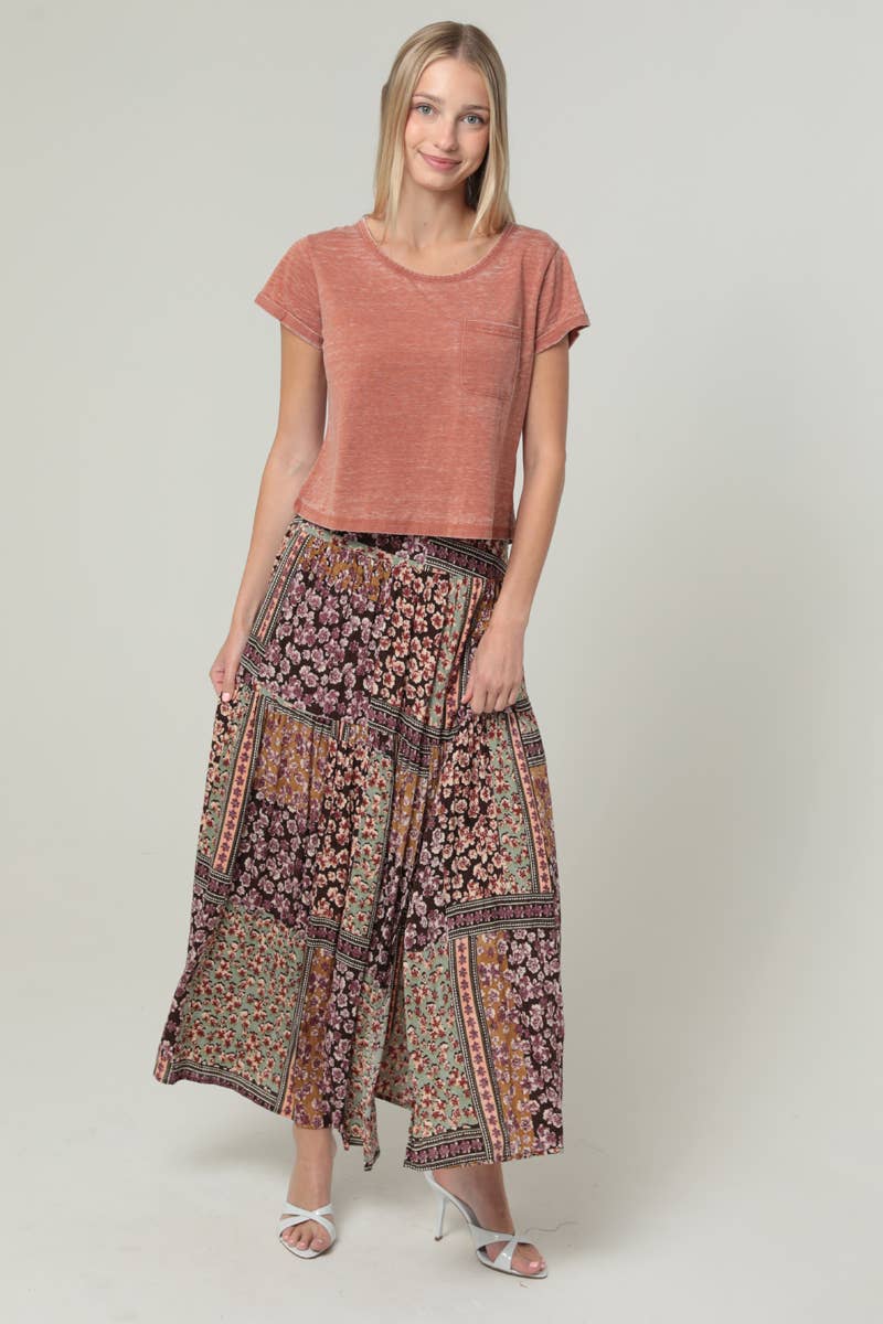 ANGIE - Wholesale Skirt - Women's - B6B26-A947 PRINTED MAXI SKIRT WITH SIDE SLIT2