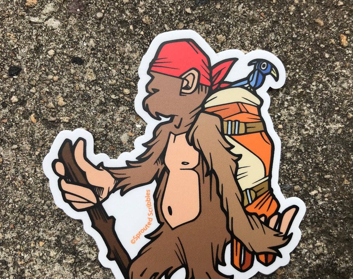Sprouted Scribbles - Wholesale Sticker - Cute Bigfoot Sticker Backpacking Outdoor Decal Human Drawn Design4