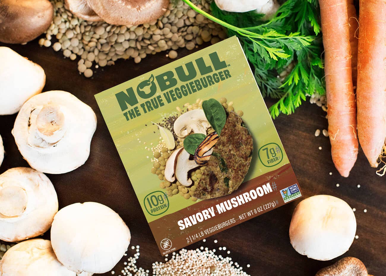 NoBull Burger - Wholesale Shelf Stable Prepared Meal - NoBull Savory Mushroom1