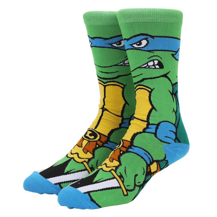 Bioworld Merchandising - Wholesale Socks - Men's - Teenage Mutant Ninja Turtles Leonardo Animigos Men's Crew Socks