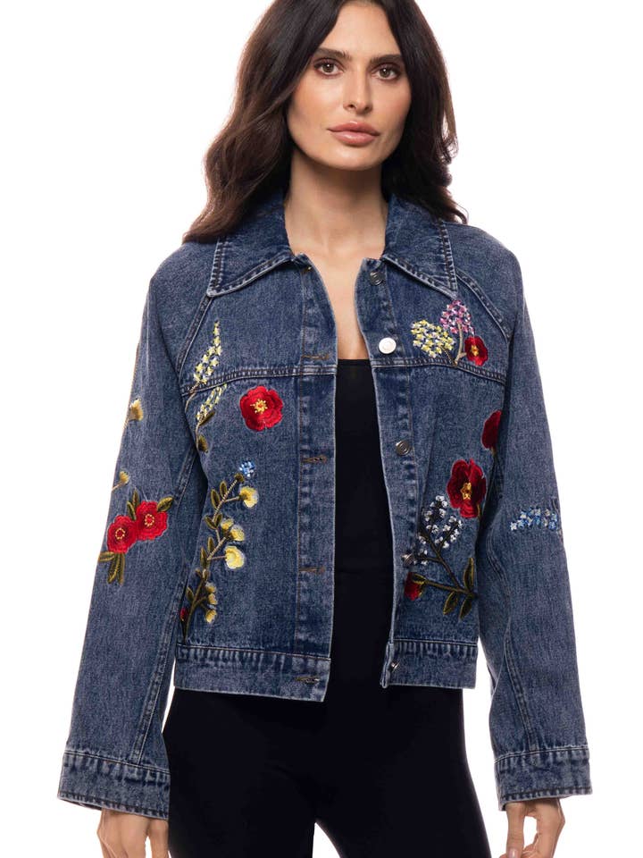 2603 Embroidered Floral Denim Jacket for wholesale by Adore