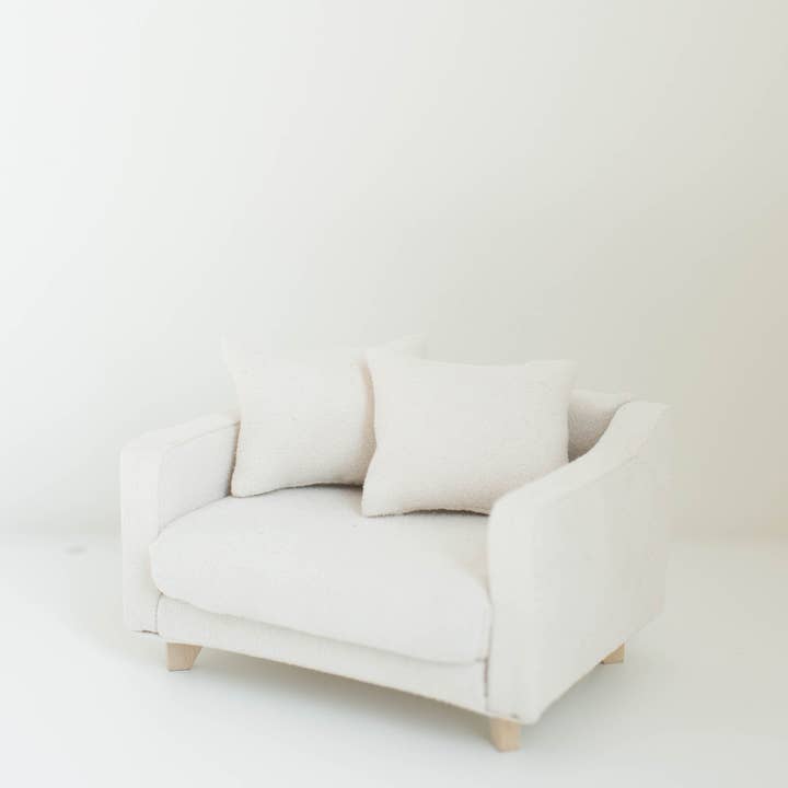 Macy Mae Dollhouse Designs - Wholesale Doll Accessory Kit - Kids - Dollhouse Adelaide Scoop Arm Accent Chair | Pearl White2