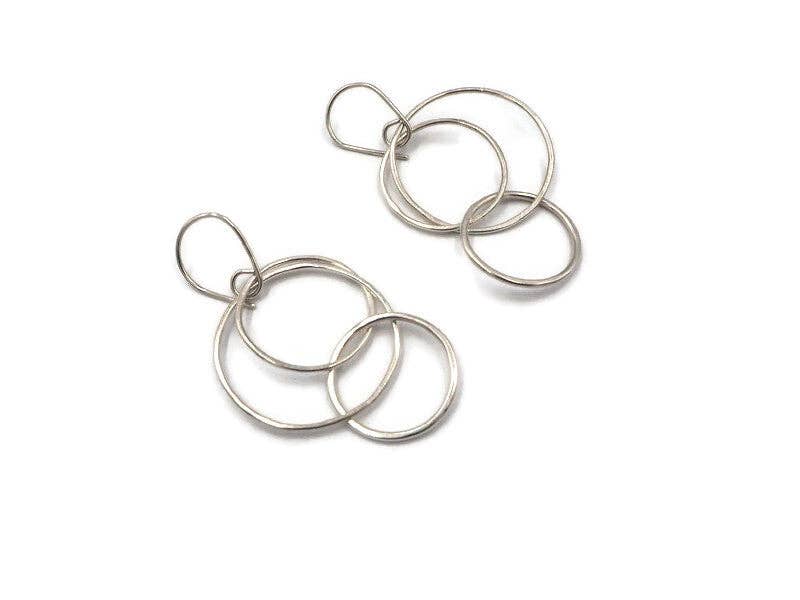 DK Originals - Wholesale Dangle Earrings - Three ring sterling silver earrings with handmade ear wire