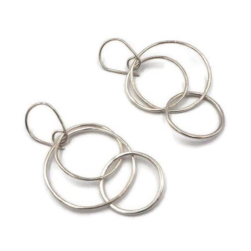 Three ring sterling silver earrings with handmade ear wire for wholesale by DK Originals