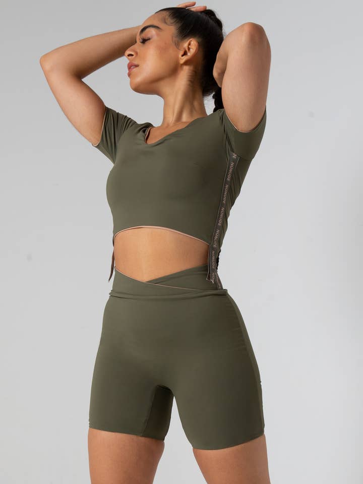 Activewear Shorts Set Khaki/Nude for wholesale by Nunude