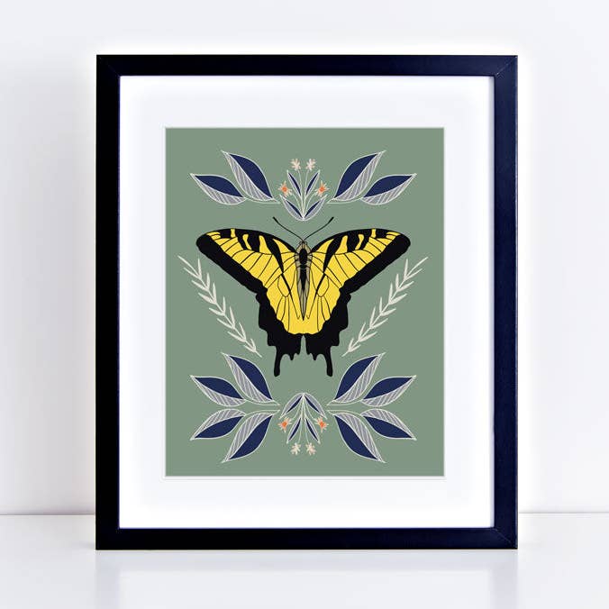 Stampa artistica farfalla a coda di rondine per la vendita all'ingrosso da parte di Jen Fox Studio