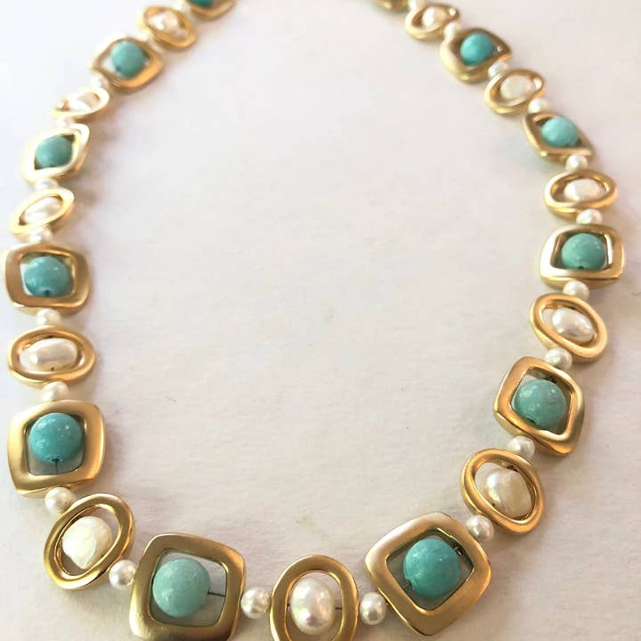 Studio G - Vendita all'ingrosso Collane di perline/perle - Collana Moderna con Perle d'Acqua Dolce e Pietra3