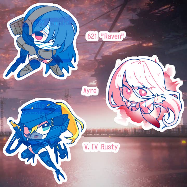 Autocolantes individuais Mecha Musume Armored Core 6 Set 3" por atacado de Minomino