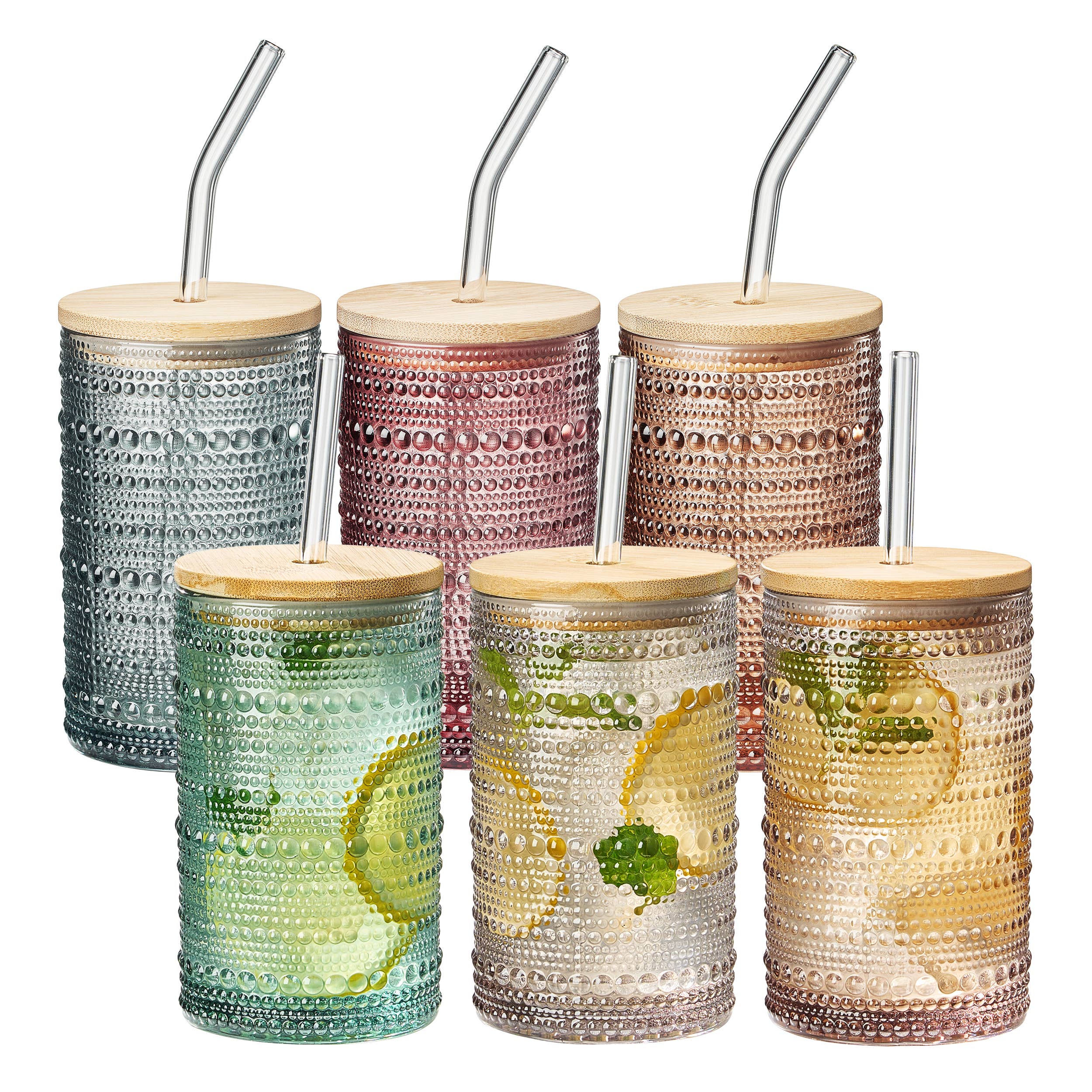 The Wine Savant /  Khen Glassware - Wholesale Cocktail/Liquor Glass - Vintage Art Deco Colorful Highball Beaded Glasses - Set of 66