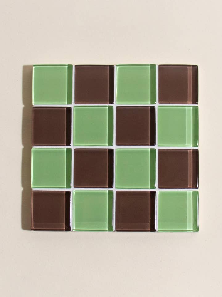 GLASS TILE COASTER - Mint Dark Chocolate for wholesale by Subtle Art Studios