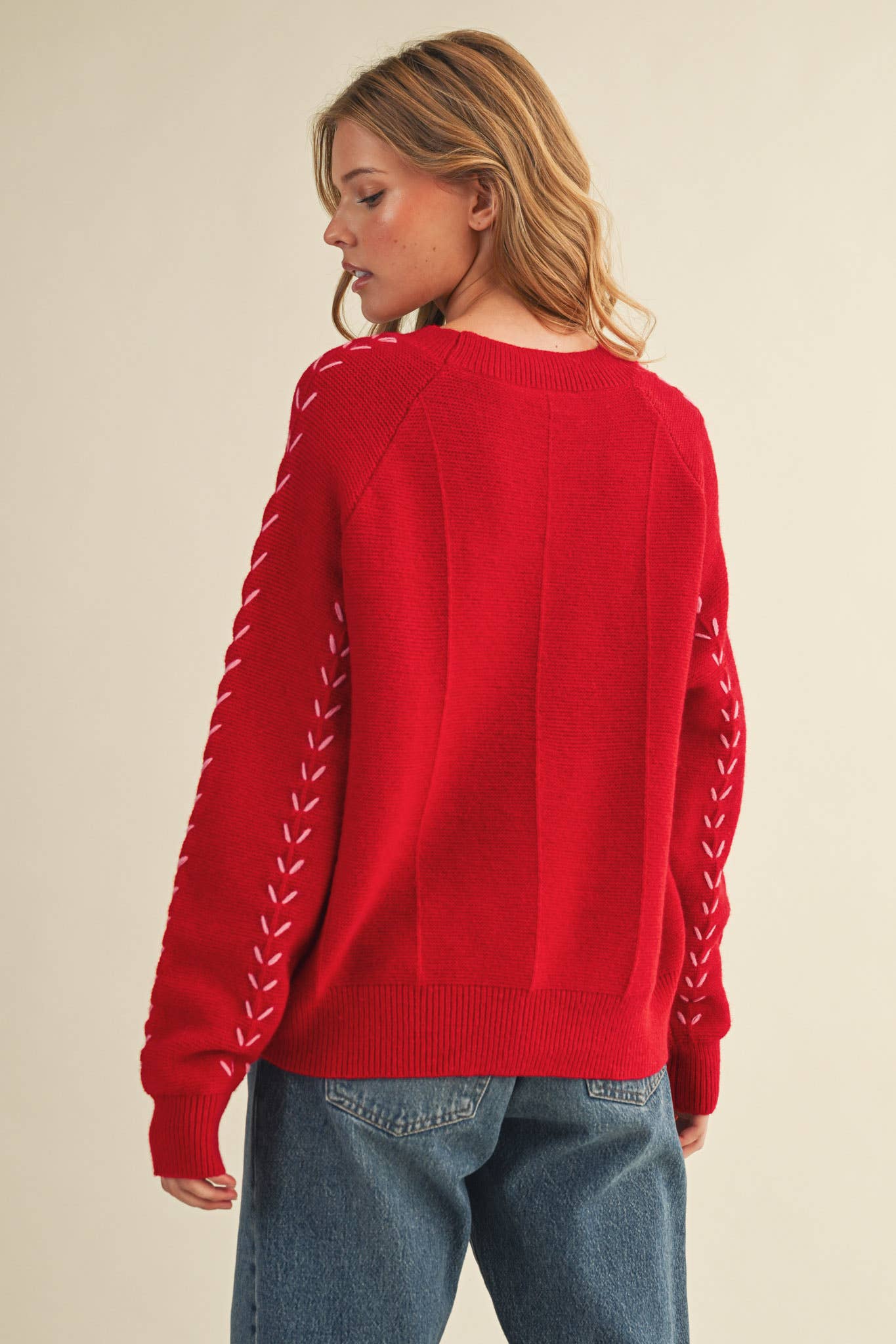 &MERCI - Wholesale Knit Sweater - Women's - EMBROIDERED LONG SLEEVE PULLOVER SWEATER MSW1117916