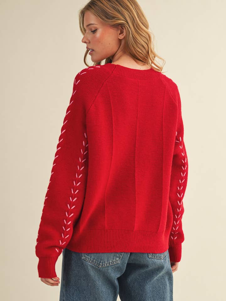 &MERCI - Wholesale Knit Sweater - Women's - EMBROIDERED LONG SLEEVE PULLOVER SWEATER MSW1117916