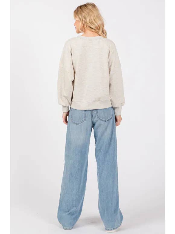 Final Touch - Wholesale Knit Top - Women's - Cotton Terry Raw Edge Top - NT30652A9