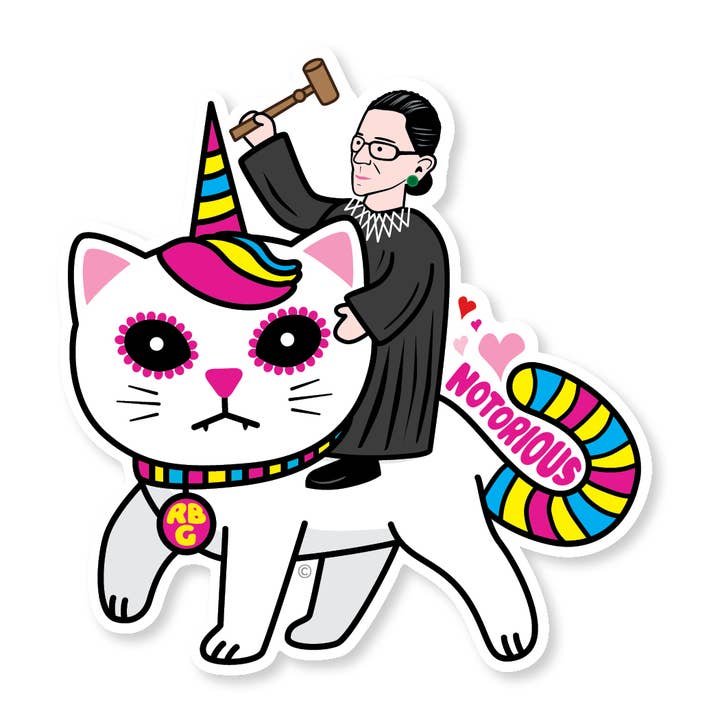 Notorious RBG Unicorn Kitty Die-Cut Sticker for wholesale by ReSISTA Kat