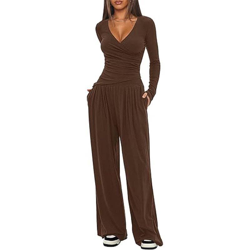 Marayn - Wholesale Top & Pant Set (NOT Loungewear) - Women's - 2025 Autumn Europe America Womens WideLeg Suit7