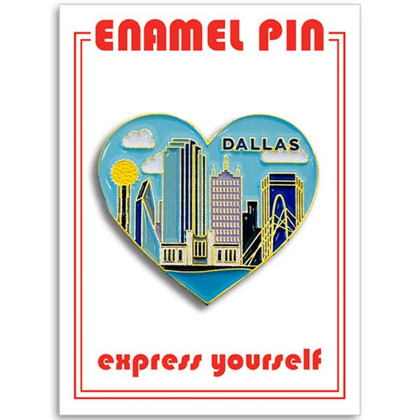 THE FOUND - Wholesale Lapel Pin/Button - Dallas Skyline Texas Heart Pin