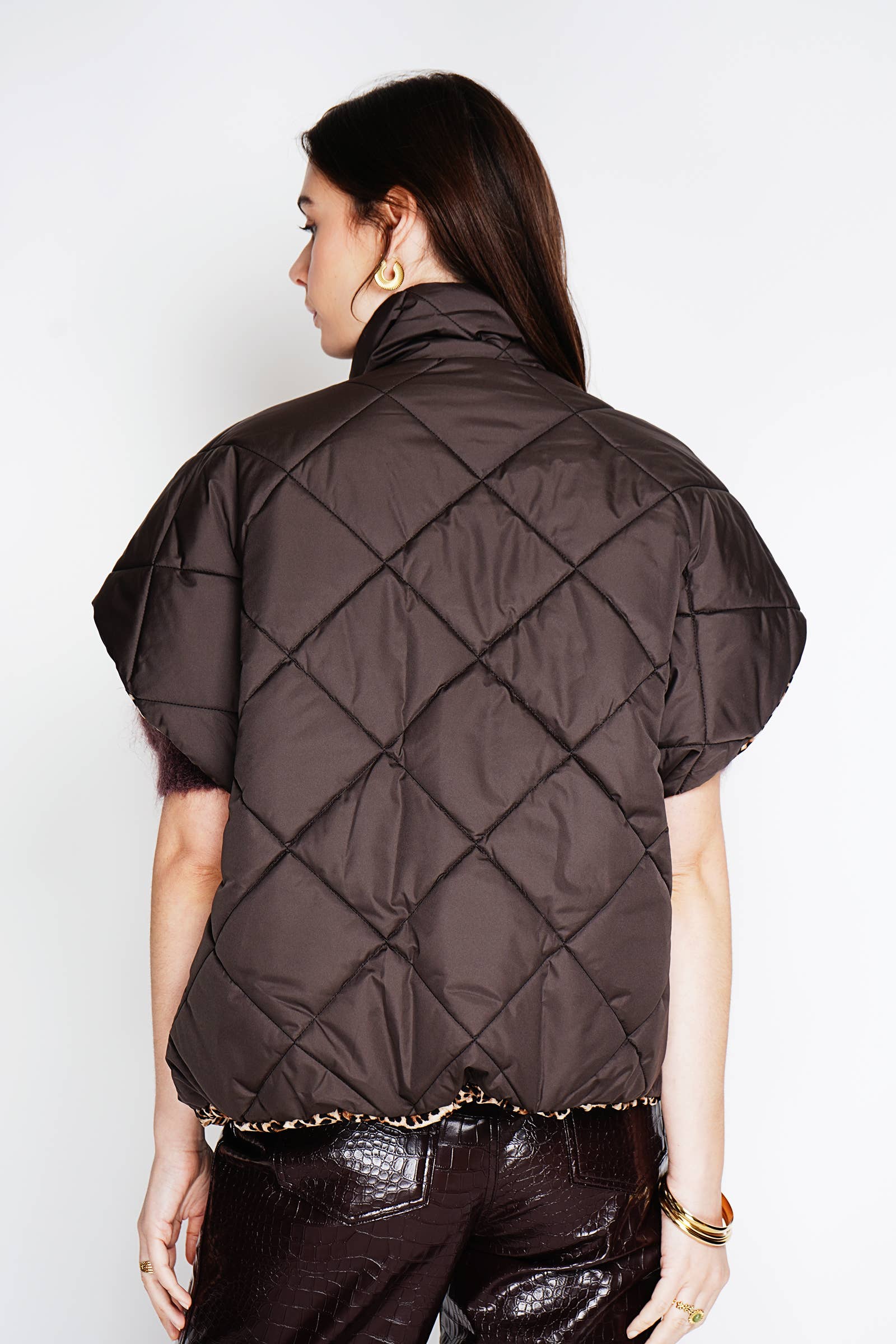 NOELINE - Wholesale Puffer Jacket - Women's - Reversible quilted jacket 8858-LEOPARD4