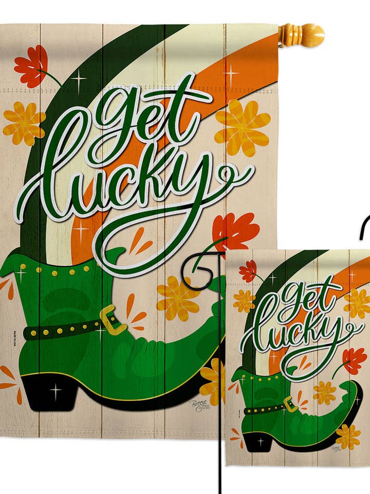 Flag Get Lucky Boot St Patrick Garden House 2-Sided Home for wholesale by Two Group Flag Co