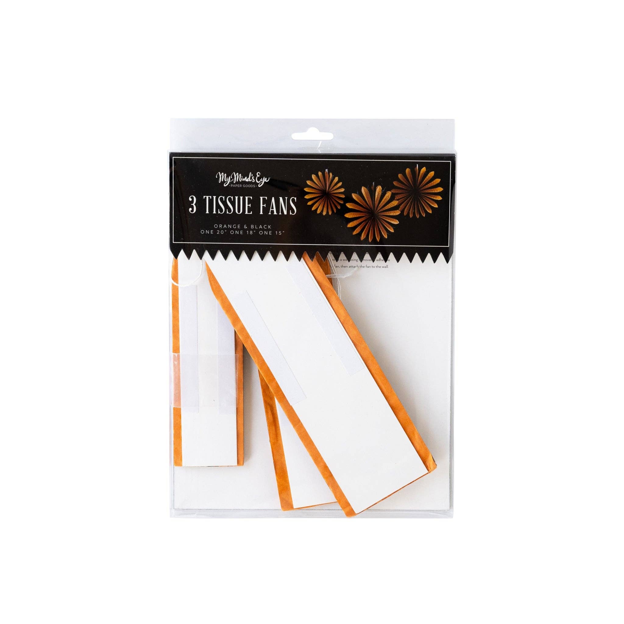 My Mind’s Eye - Wholesale Papier/tissuewaaiers - VHP1003 - Vintage grote zakdoekventilatoren in zwart en oranje voor Halloween1