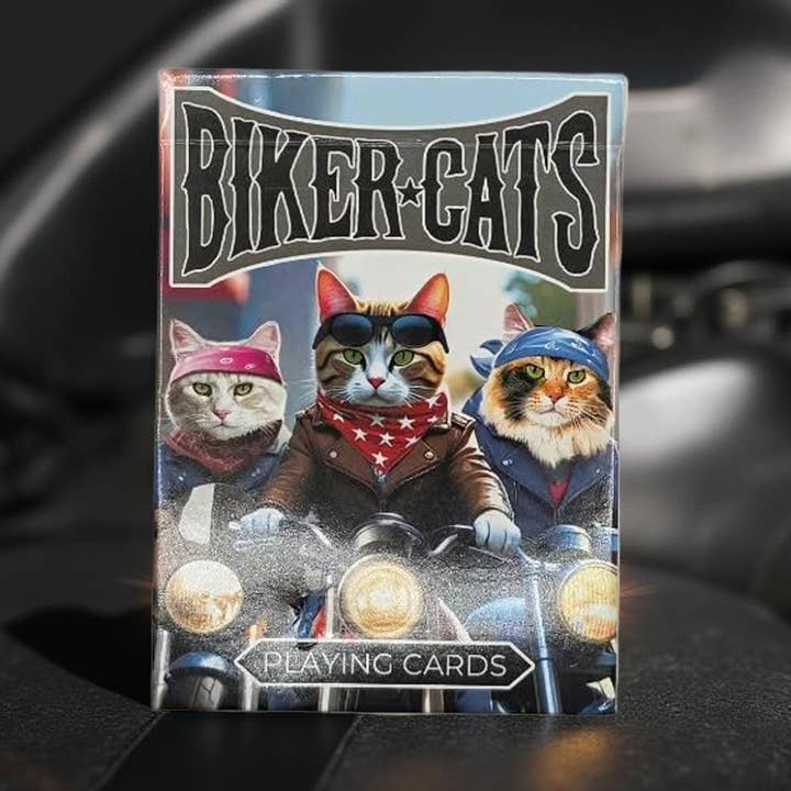 Chats Motards Jouant aux Cartes pour la vente par Collectible Playing Cards