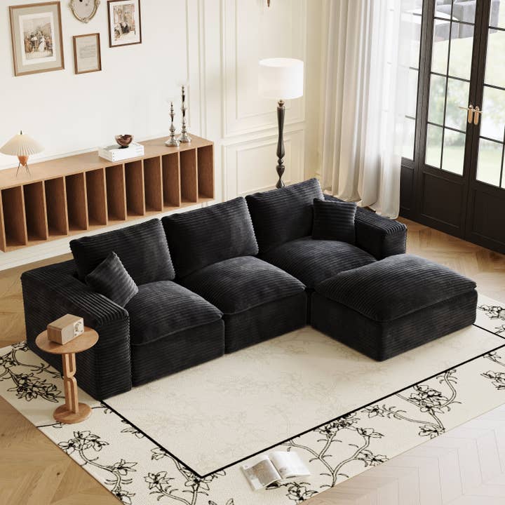 Modern 108" Cloud Sectional Sofa 3 Seat Deep Plush Corduroy for wholesale by 39F Inc.