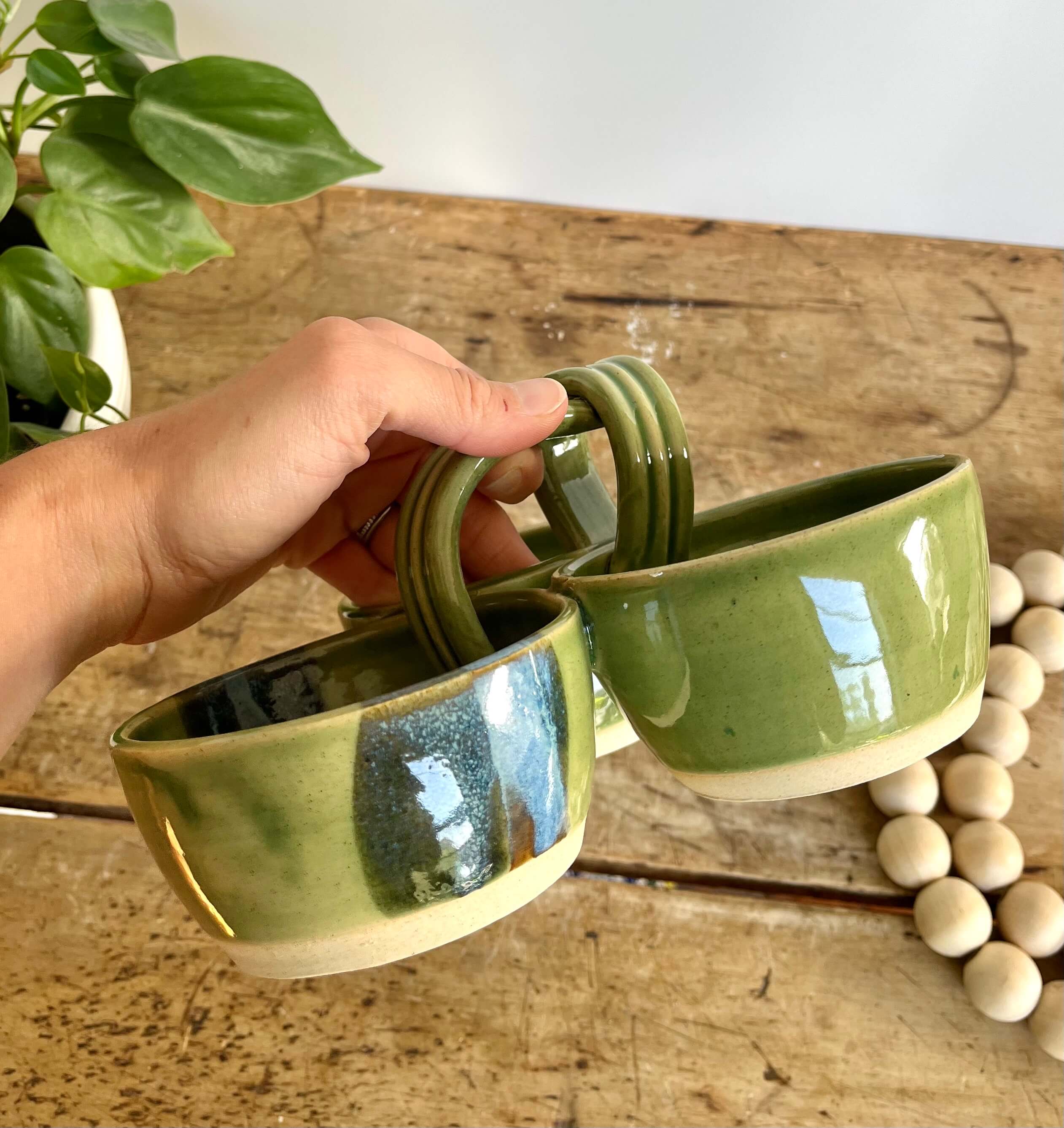 Coastal Clay Co. - Wholesale Platter - Triple Dip Platter Summer Party Platter Ceramic Dip Tray13