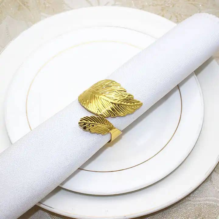 Sostraw & SmartThings - Wholesale Napkin ring - Napkin Ring - Big Leaf - Silver or Gold