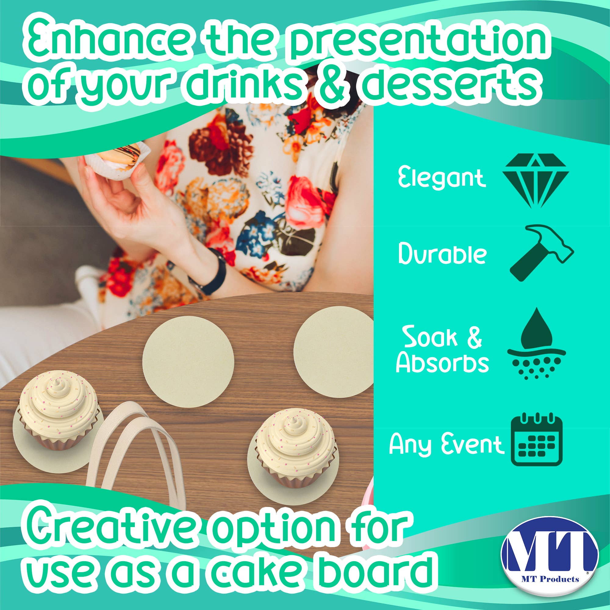 MT Products - Wholesale Disposable Coasters - MT Products White Blank Paper Coasters 4" - Cup Coaster7