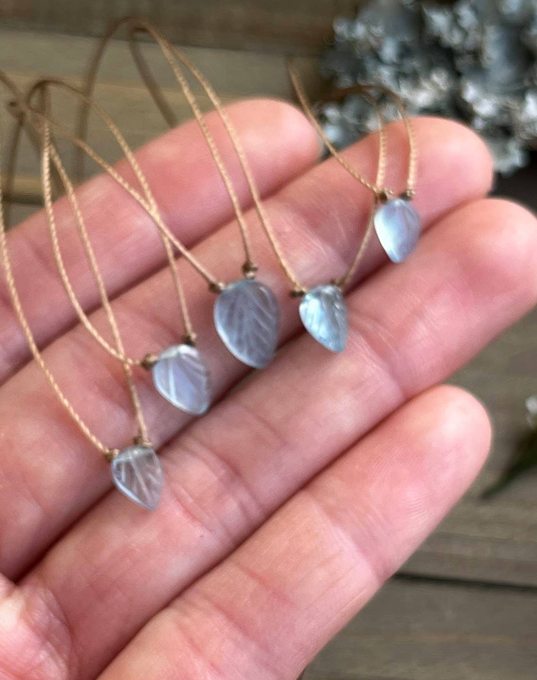 Merelani Designs - Wholesale Pendant/Charm Necklace - Aquamarine Carved Leaf Necklace3