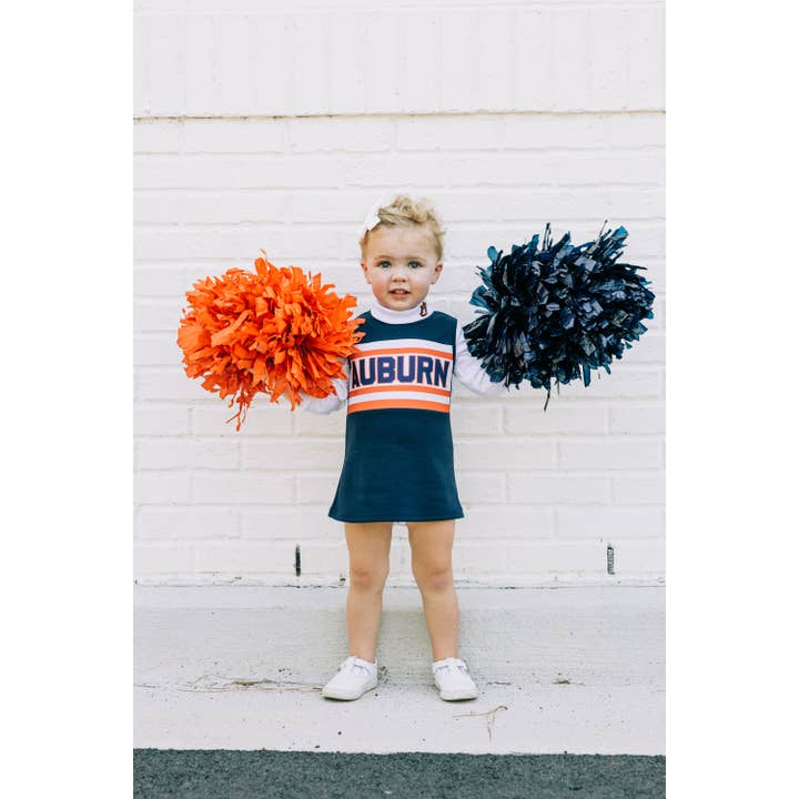 Scarlet & Gold - Wholesale Athletic Dress - Kids - The Auburn University | Navy Striped Cheer Dress1