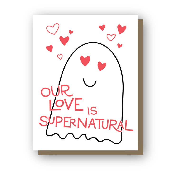 Onze liefde is bovennatuurlijk, spookboekdrukkaart voor wholesale door Wishbone Letterpress