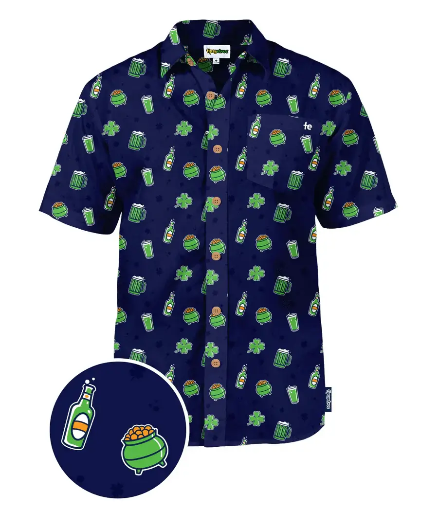 Tipsy Elves - Wholesale Button Down Shirt - Men's - Men's Green Beer St. Patrick's Day Button Down Shirt0