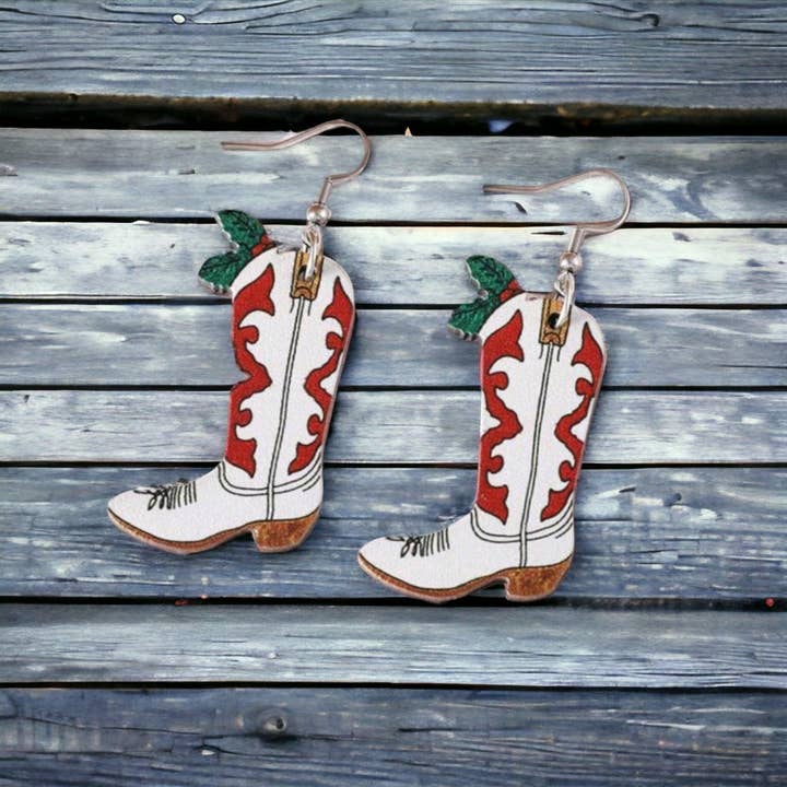 The Bling Barn - Wholesale Dangle Earrings - Western Christmas Cowboy Boots Earrings4