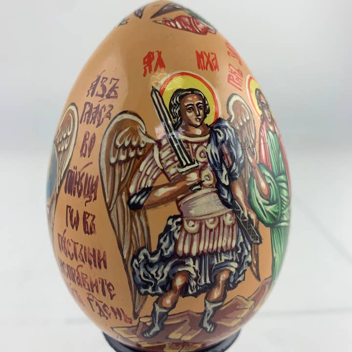 Golden Cockerel - Wholesale Decorative Tabletop Object - Vintage Panoramic Orthodox Icon Egg13