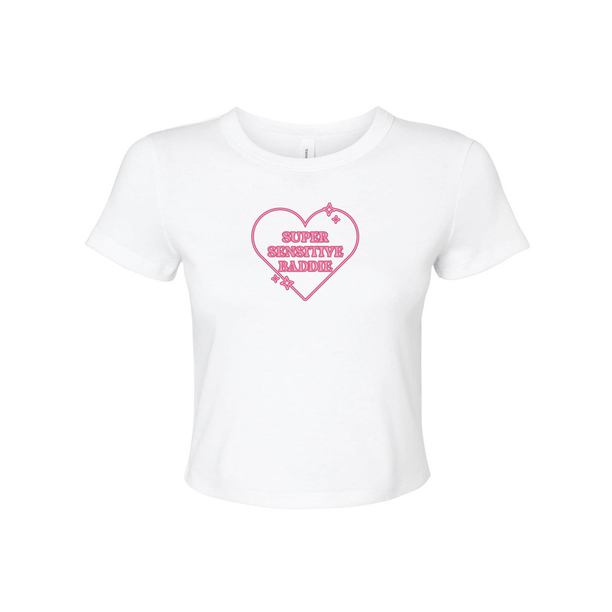 femfetti - Wholesale Screen Printed T-Shirt - Women's - Sensitive Baddie Micro Rib Baby Tee0