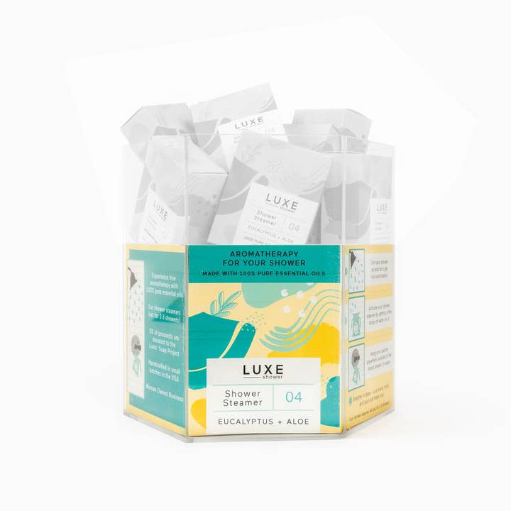 Cait + Co - Wholesale Display Case - Luxe Shower Steamer Hexagon Display with signs - Empty6