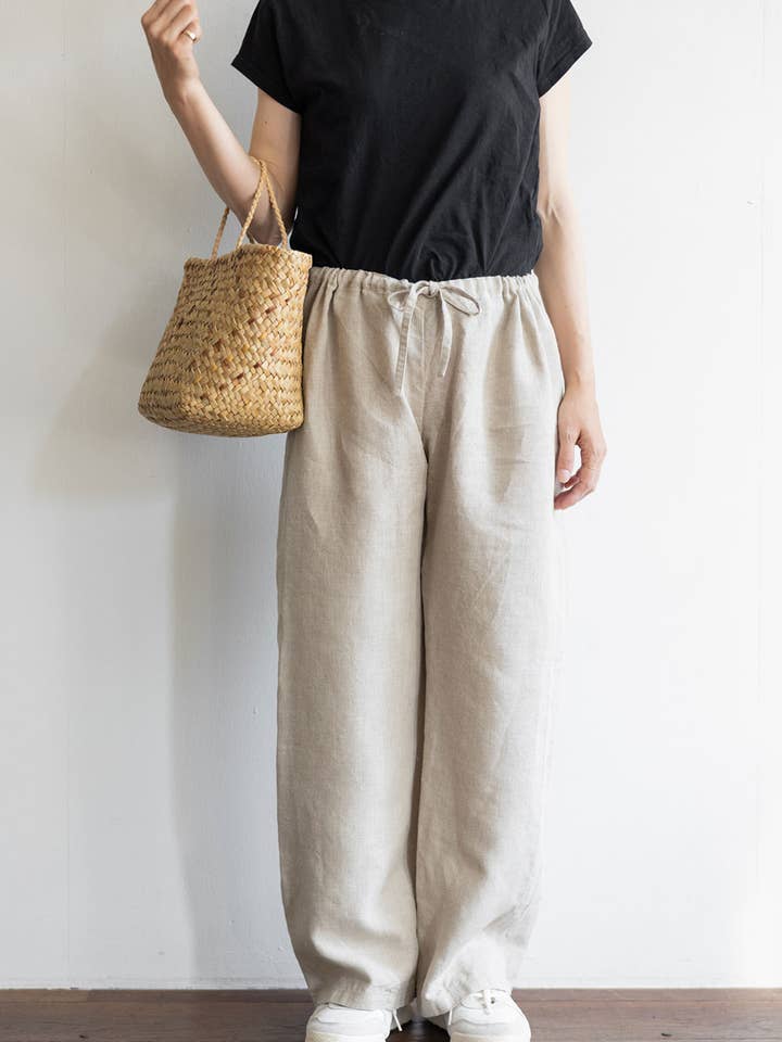 Pantaloni con Coulisse Oise Naturale per la vendita all'ingrosso da parte di Fog Linen Work