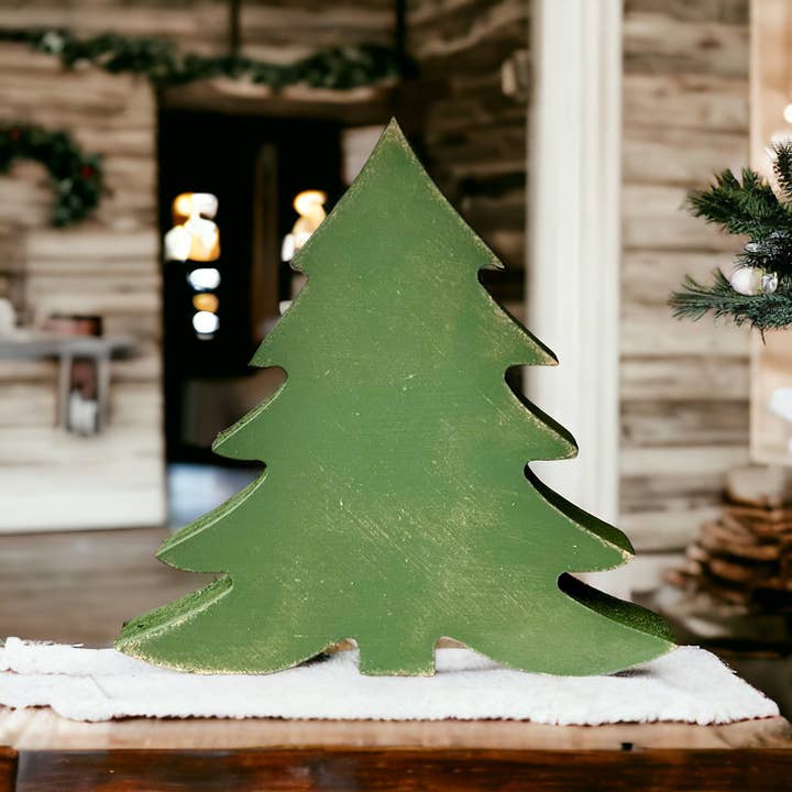 Inkwood Crafters - Wholesale Christmas Decoration - Primitive/Rustic Wood Christmas/Winter Tree - Fluffy