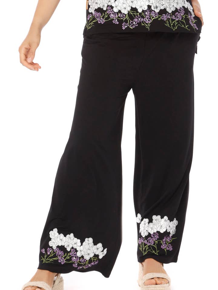 Weite bestickte Hose. Strelitzia-Hose für den Großhandel von Mamatayoe