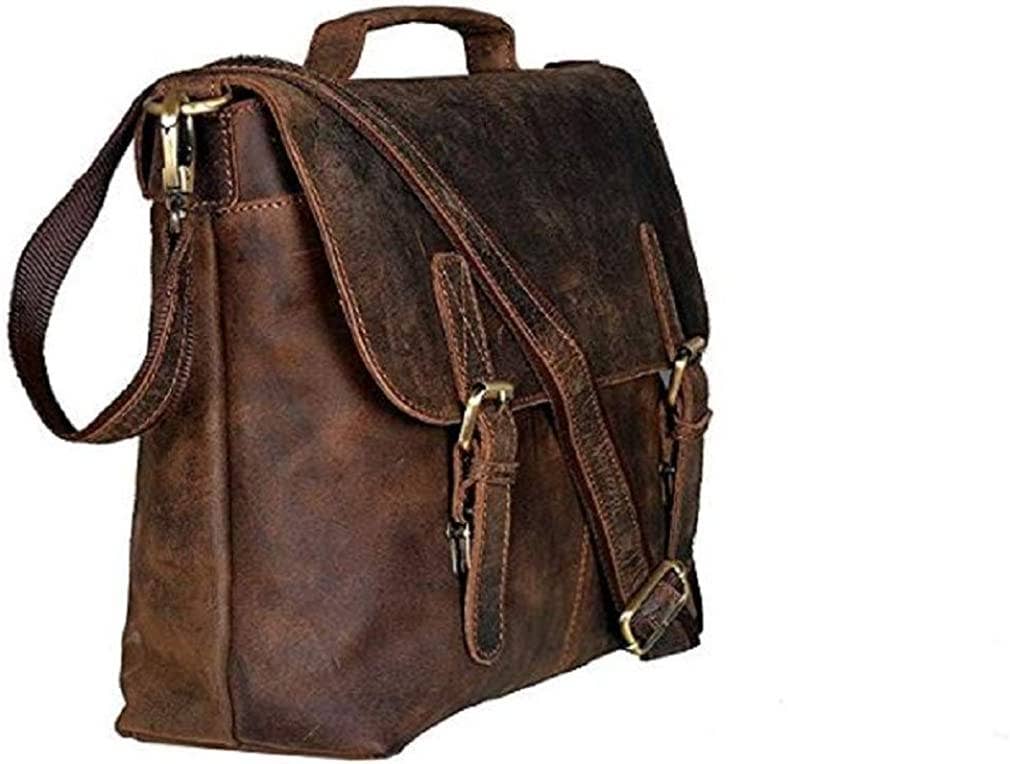 Tuzech Leather - Vente Sac à bandoulière – unisexe - Tuzech Sacoche en cuir rétro Buffalo Hunter pour ordinateur portable de 16 pouces, sac de voyage (16 pouces)1