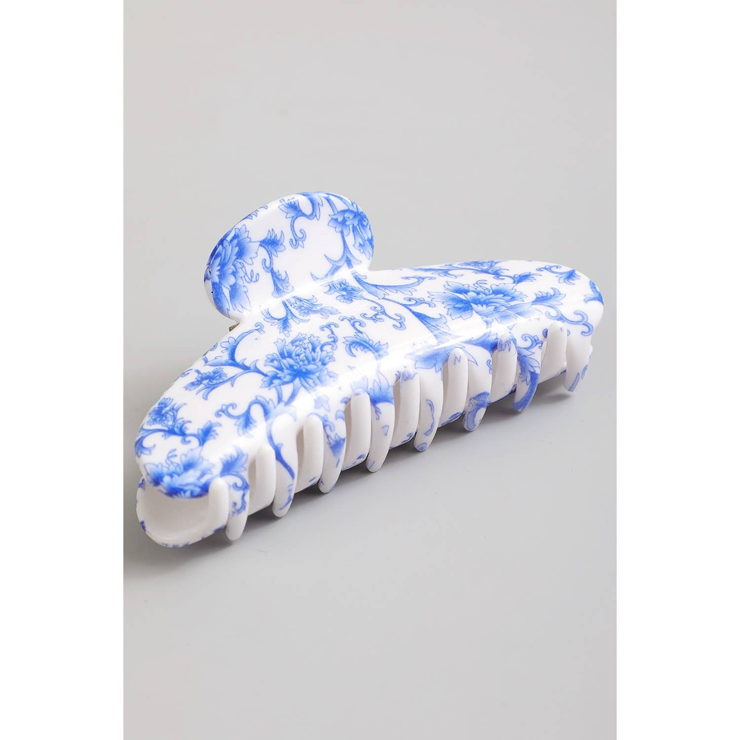BLUE PORCELAIN FLORAL PRINT HAIR CLIP for wholesale on Faire0