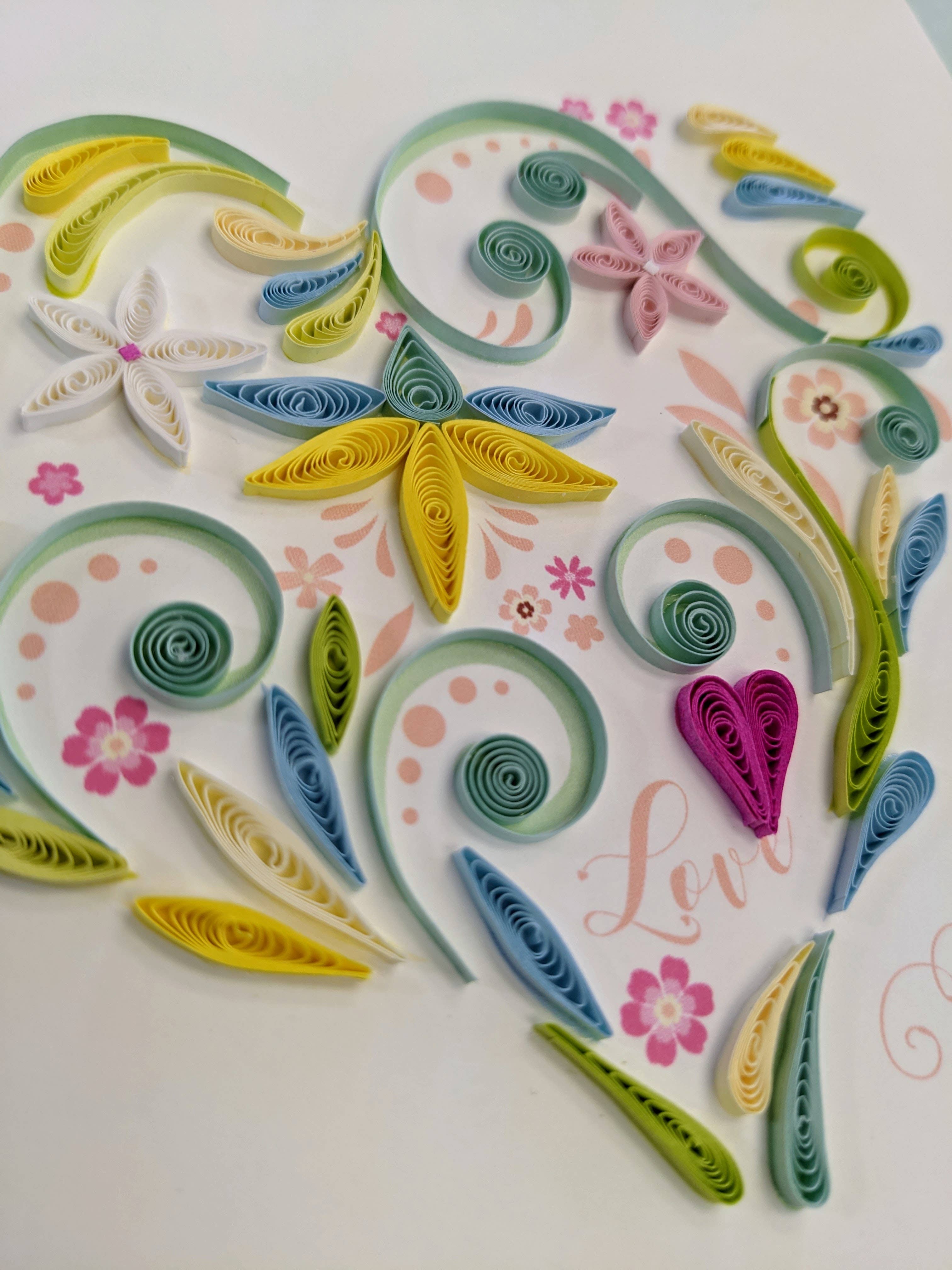 Blue Bird Cards - Wholesale Love Card - Love Floral Heart Quilling Card1