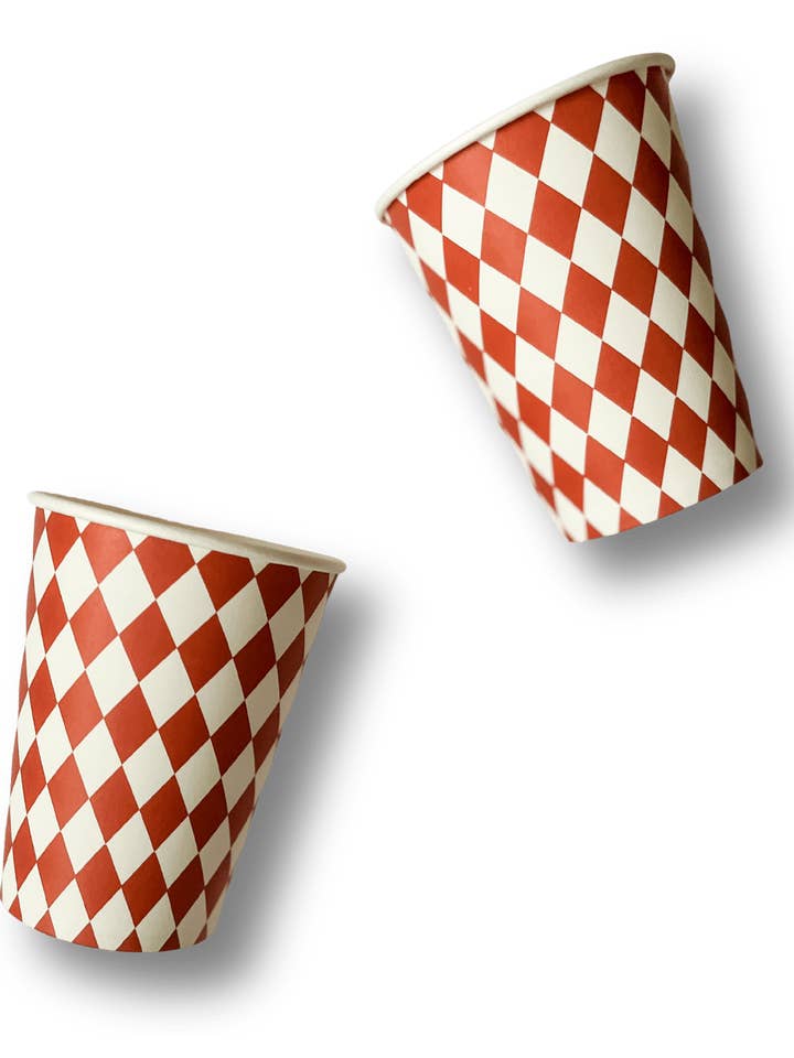 Orange Bavarian Checkered Cups (8pcs) for wholesale by Josi James