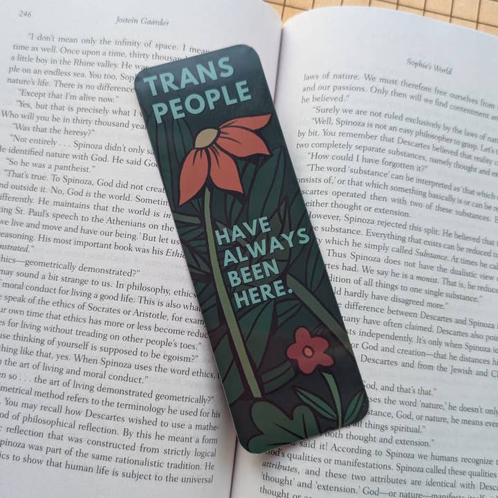 Trans Pride Laminated Bookmark, LGBTQ, Queer Bookish, Floral for wholesale by Songquill
