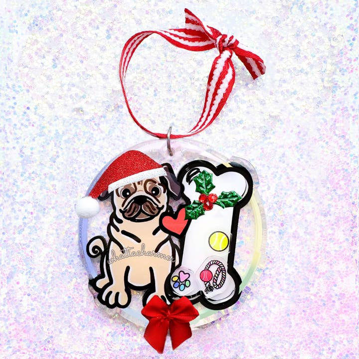 Pug Christmas Ornament, Fawn for wholesale by WhattaCharmer