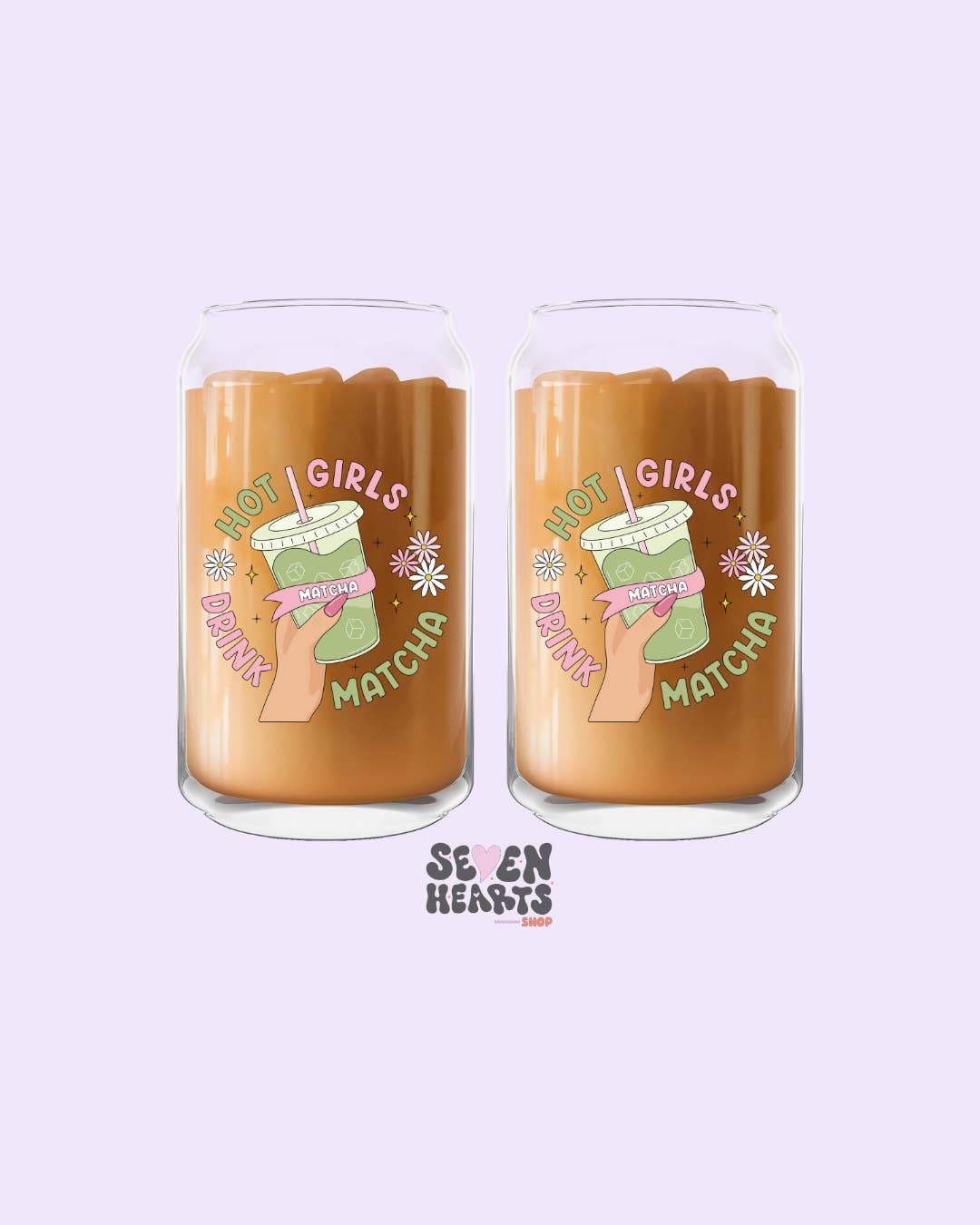 Seven hearts shop - Wholesale Drinking Glass/Cup - hot girls drink matcha 16oz Glass Cup