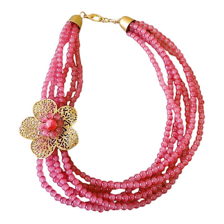 Collier Ras-du-Cou Fleur Perlée | Bijoux Artisanal Statement pour la vente par Bijoux Envie Statement Jewelry