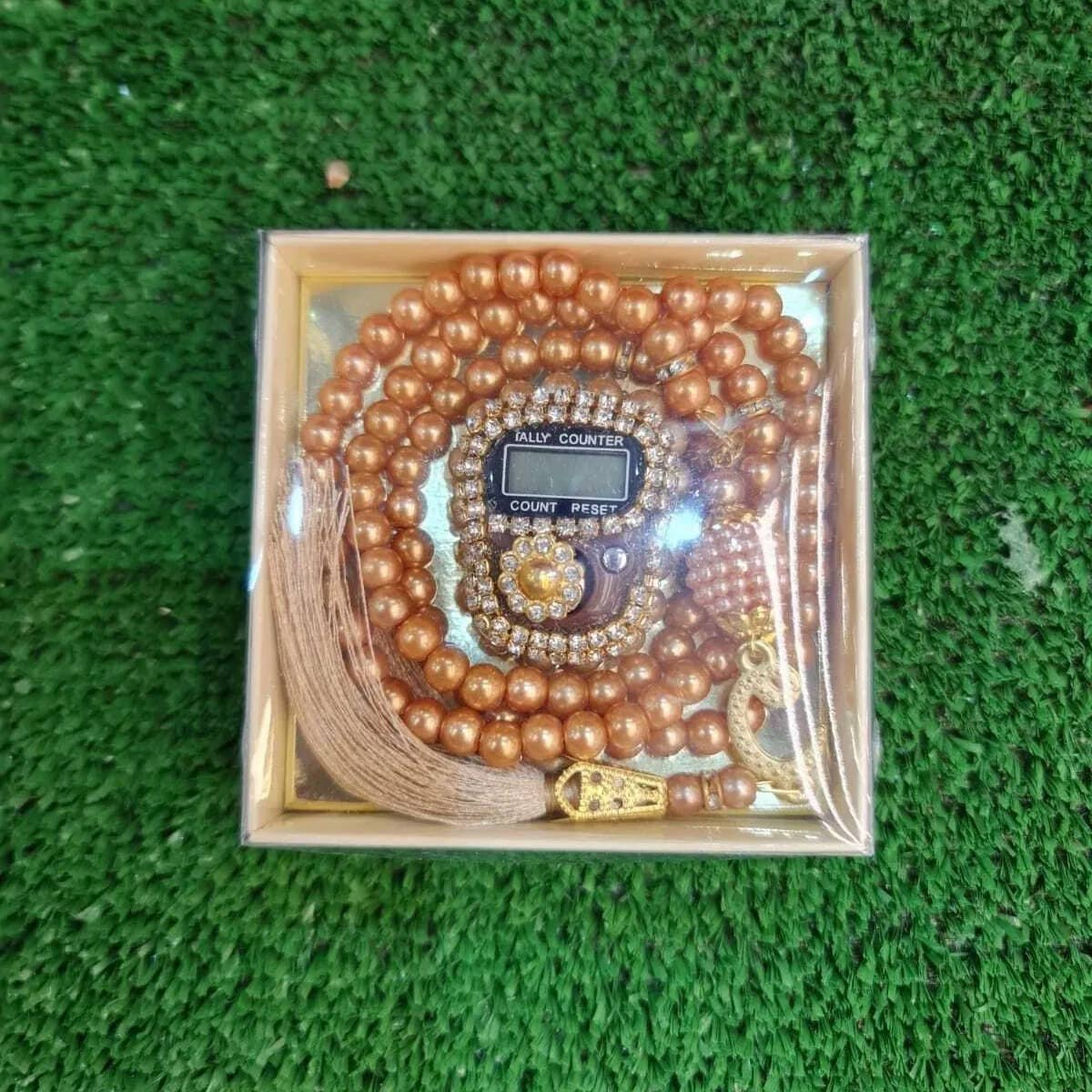 Hakan - Wholesale Jewellery set - Stone Pearl Rosary Digital Zikr Tasbih Islam Gift Set of 26