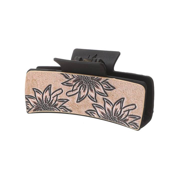 ACCITY - Wholesale Hair Clip - Women's - Sunflower PU Leather Hair Claw, Western Style_CWASC161810